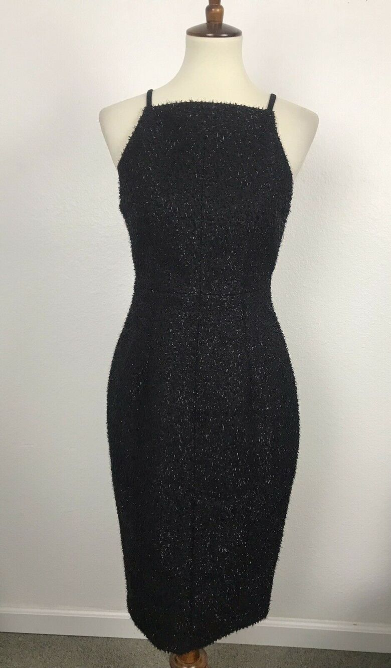 H&M Tinsel Textured Square Neck Bodycon Sheath Dress Cocktail Party